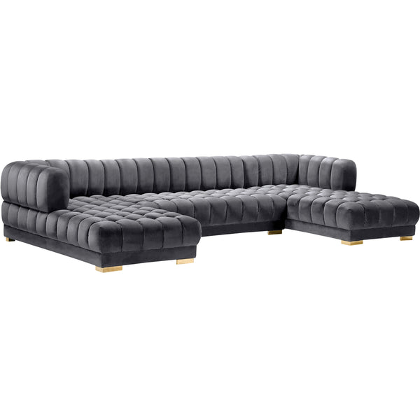 Meridian Gwen Fabric 3 pc Sectional 653Grey-Sectional IMAGE 1
