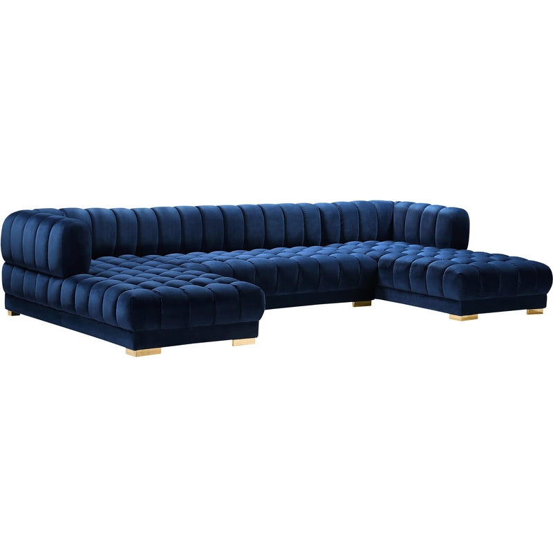 Meridian Gwen Fabric 3 pc Sectional 653Navy-Sectional IMAGE 1