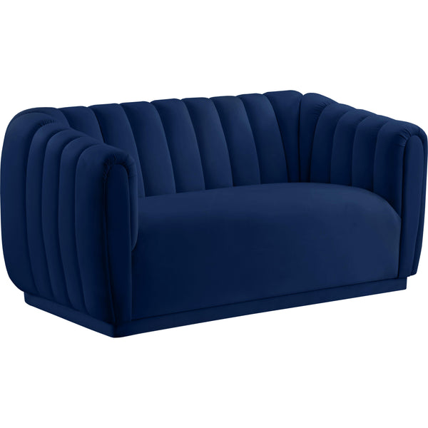 Meridian Dixie Stationary Fabric Loveseat 674Navy-L IMAGE 1