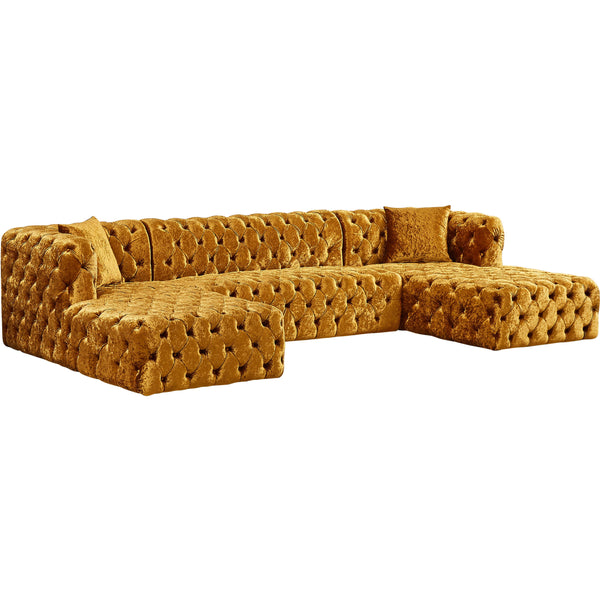 Meridian Coco Fabric 3 pc Sectional 676Gold-Sectional IMAGE 1