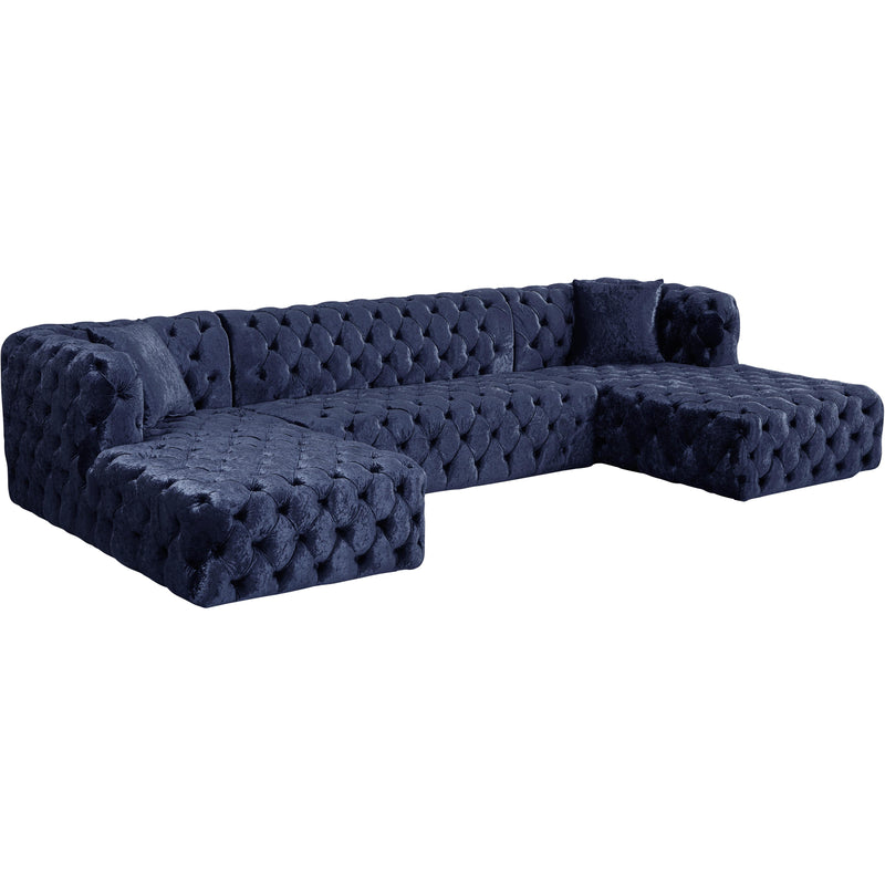 Meridian Coco Fabric 3 pc Sectional 676Navy-Sectional IMAGE 1