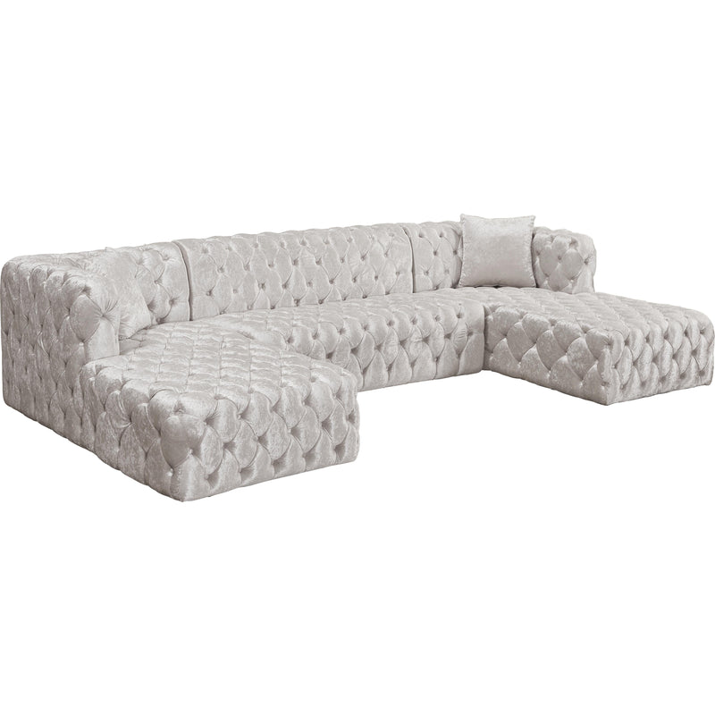 Meridian Coco Fabric 3 pc Sectional 676White-Sectional IMAGE 1
