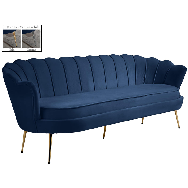 Meridian Gardenia Stationary Fabric Sofa 684Navy-S IMAGE 1