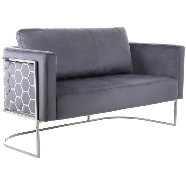 Meridian Casa Stationary Fabric Loveseat 691Grey-L IMAGE 1