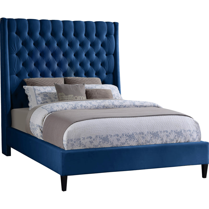 Meridian Fritz Queen Upholstered Platform Bed FritzNavy-Q IMAGE 1
