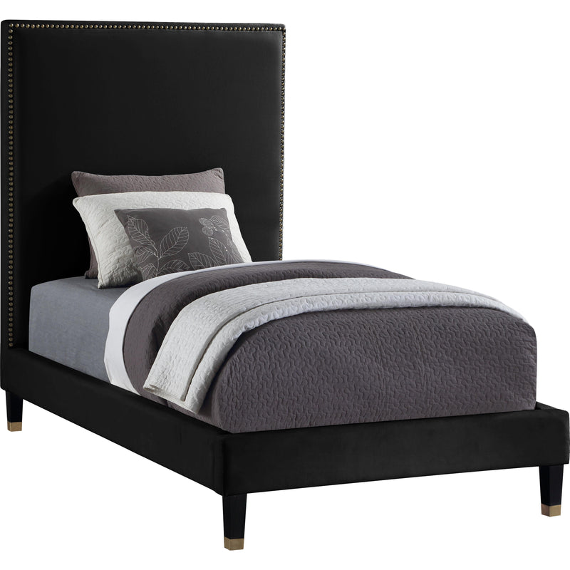 Meridian Harlie Twin Upholstered Platform Bed HarlieBlack-T IMAGE 1
