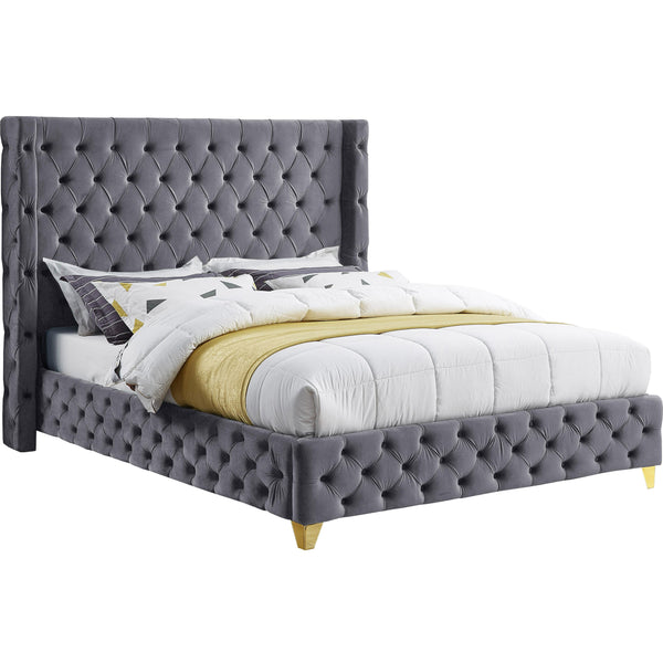 Meridian Savan Queen Upholstered Platform Bed SavanGrey-Q IMAGE 1