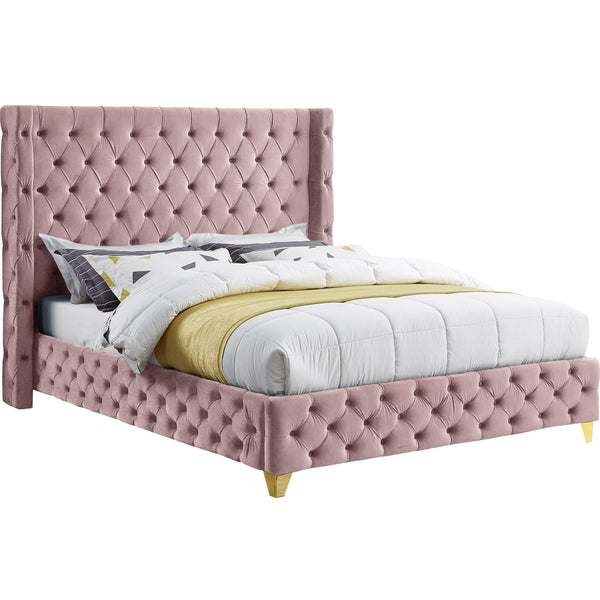 Meridian Savan Queen Upholstered Platform Bed SavanPink-Q IMAGE 1