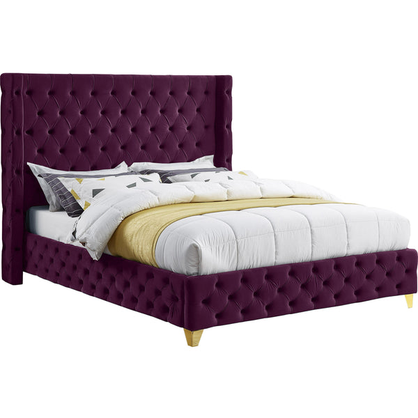 Meridian Savan Queen Upholstered Platform Bed SavanPurple-Q IMAGE 1