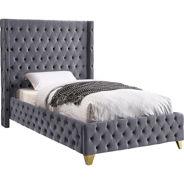 Meridian Savan Twin Upholstered Platform Bed SavanGrey-T IMAGE 1