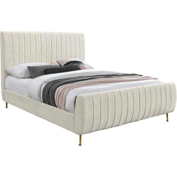 Meridian Zara Full Upholstered Platform Bed ZaraCream-F IMAGE 1