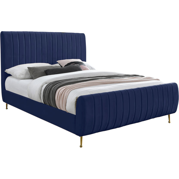 Meridian Zara Queen Upholstered Platform Bed ZaraNavy-Q IMAGE 1