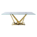 Acme Furniture Barnard Dining Table with Glass Top and Pedestal Base DN00219 IMAGE 1
