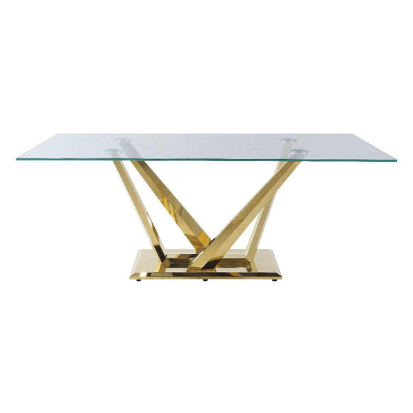Acme Furniture Barnard Dining Table with Glass Top and Pedestal Base DN00219 IMAGE 1