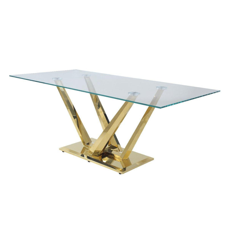 Acme Furniture Barnard Dining Table with Glass Top and Pedestal Base DN00219 IMAGE 2