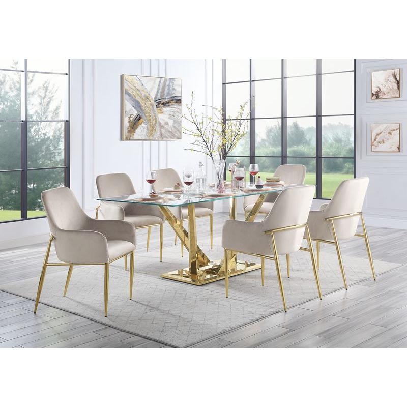 Acme Furniture Barnard Dining Table with Glass Top and Pedestal Base DN00219 IMAGE 4