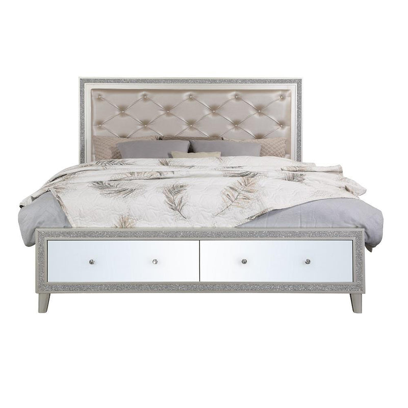 Acme Furniture Sliverfluff Queen Upholstered Panel Bed with Storage BD00242Q IMAGE 2
