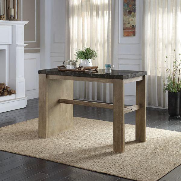 Acme Furniture Charnell Counter Height Dining Table with Marble Top and Trestle Base DN00551 IMAGE 4