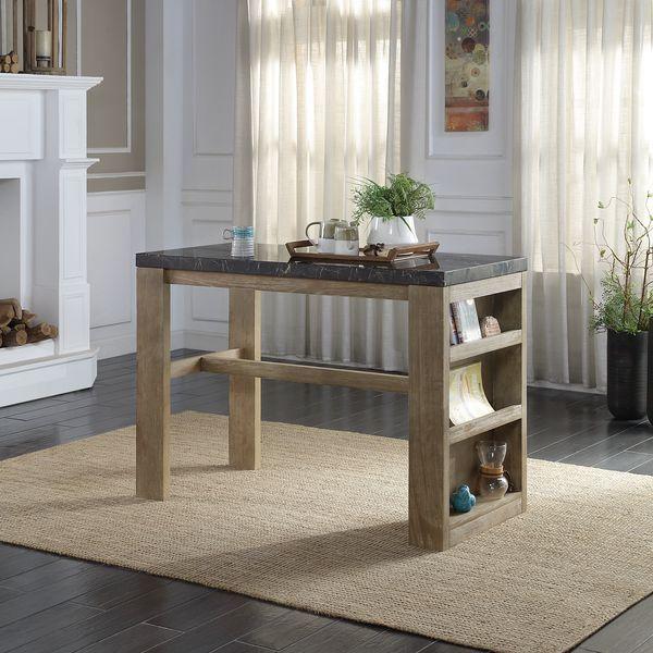 Acme Furniture Charnell Counter Height Dining Table with Marble Top and Trestle Base DN00551 IMAGE 5