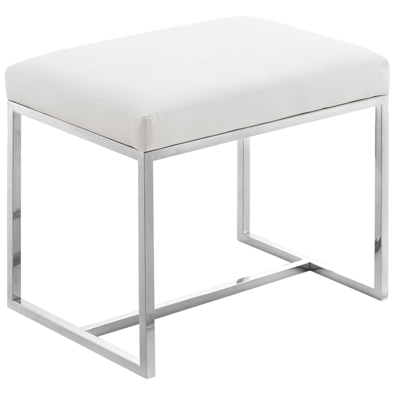 Meridian Monroe Leather Look Ottoman 462White-C IMAGE 1