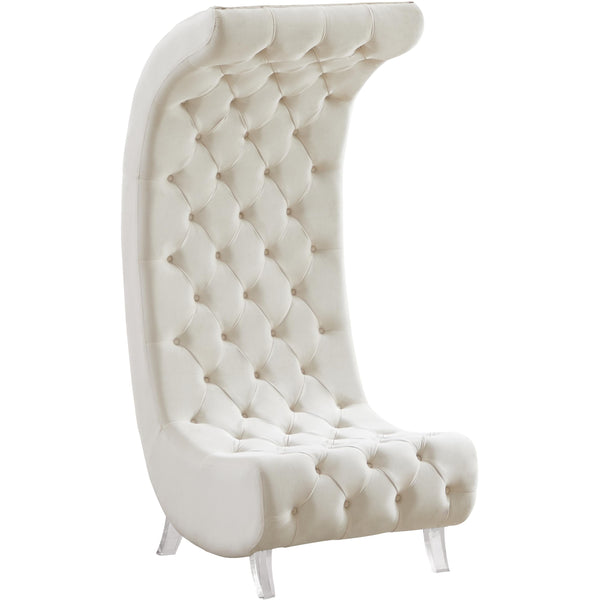 Meridian Crescent Stationary Fabric Accent Chair 568Cream-C IMAGE 1