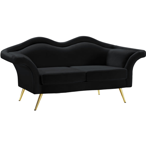 Meridian Lips Stationary Fabric Loveseat 607Black-L IMAGE 1