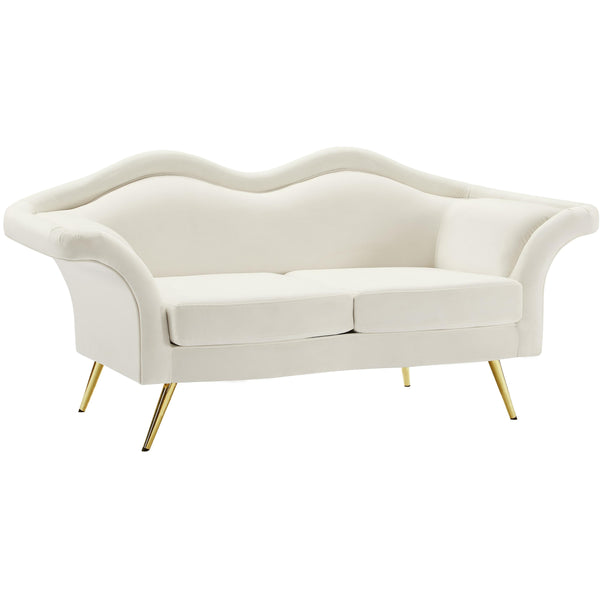 Meridian Lips Stationary Fabric Loveseat 607Cream-L IMAGE 1