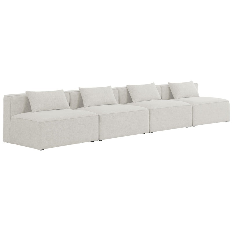 Meridian Cube Stationary Fabric Sofa 630Cream-S144A IMAGE 1