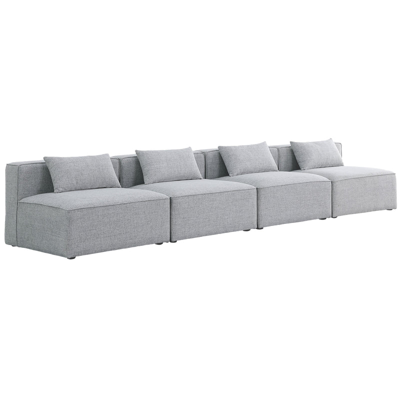 Meridian Cube Stationary Fabric Sofa 630Grey-S144A IMAGE 1