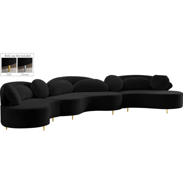 Meridian Vivacious Fabric 3 pc Sectional 632Black-Sectional IMAGE 1