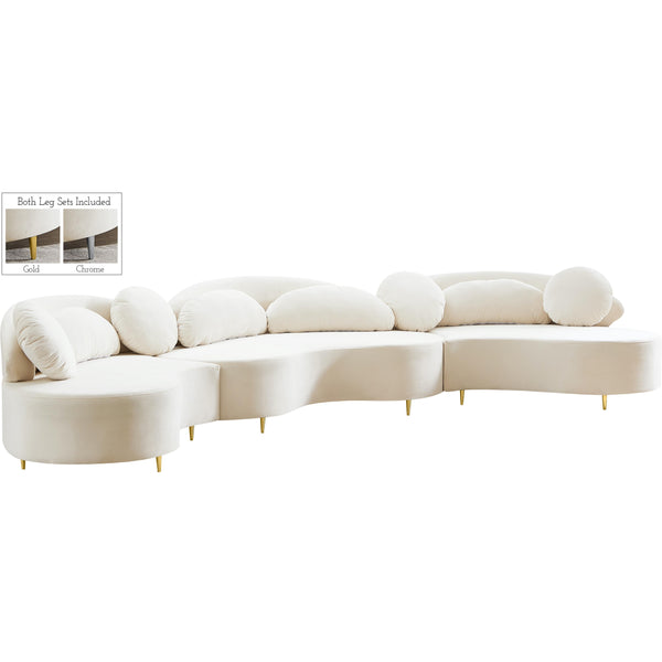 Meridian Vivacious Fabric 3 pc Sectional 632Cream-Sectional IMAGE 1