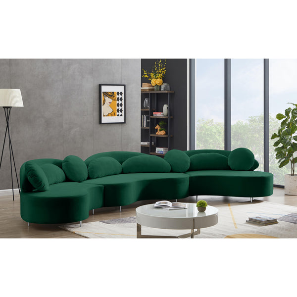 Meridian Vivacious Fabric 3 pc Sectional 632Green-Sectional IMAGE 1