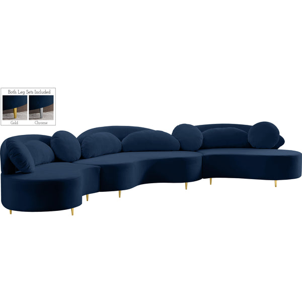 Meridian Vivacious Fabric 3 pc Sectional 632Navy-Sectional IMAGE 1