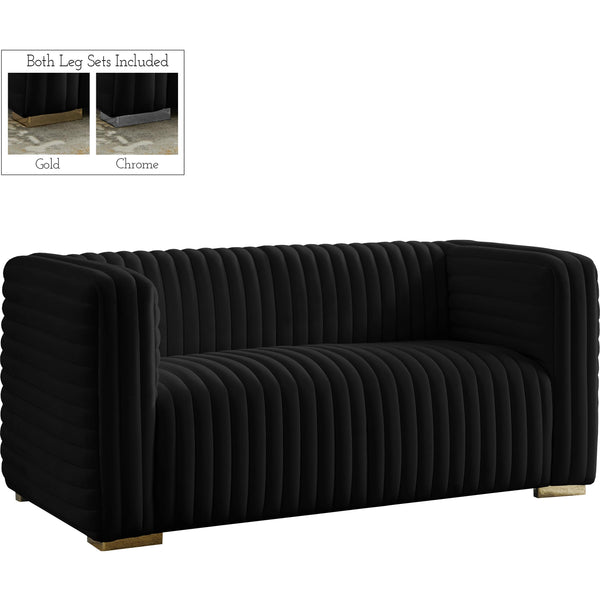 Meridian Ravish Stationary Fabric Loveseat 640Black-L IMAGE 1