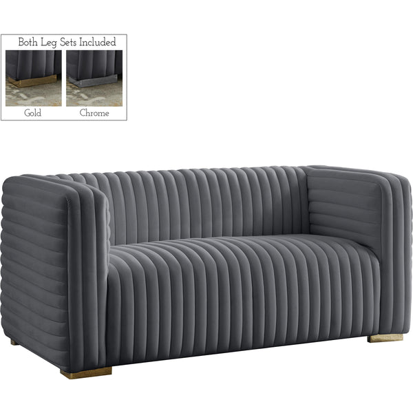 Meridian Ravish Stationary Fabric Loveseat 640Grey-L IMAGE 1