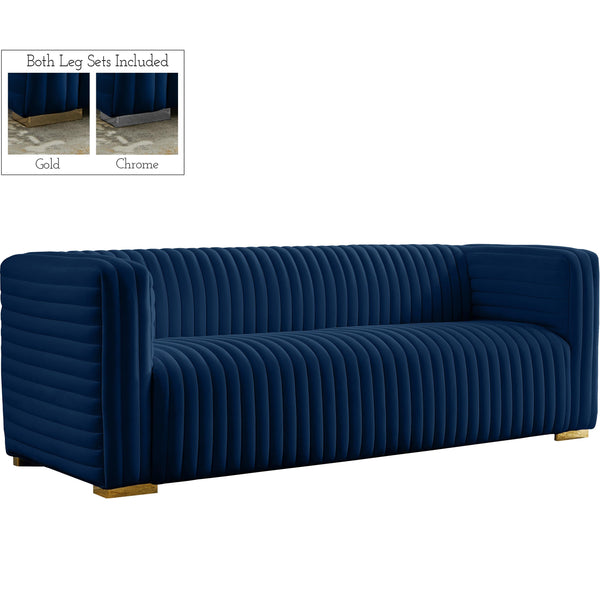Meridian Ravish Stationary Fabric Sofa 640Navy-S IMAGE 1