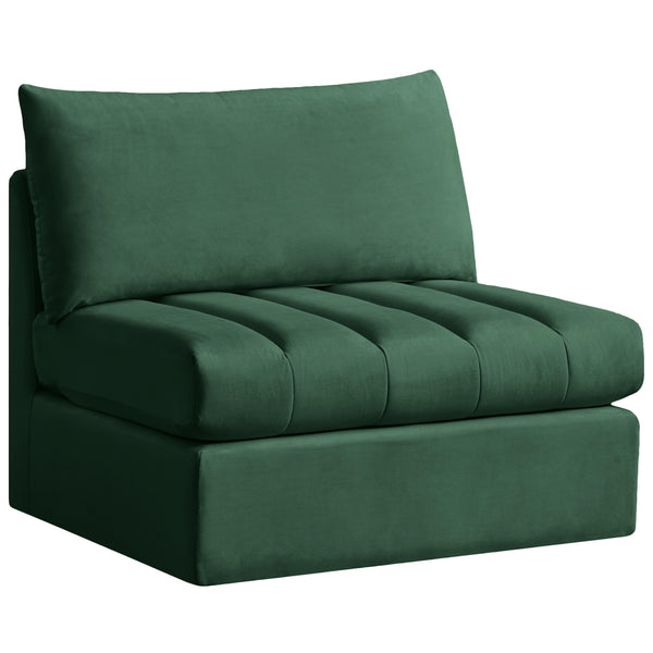 Meridian Jacob Stationary Fabric Chair 649Green-Armless IMAGE 1