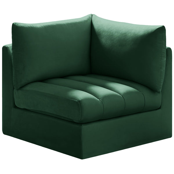 Meridian Jacob Stationary Fabric Chair 649Green-Corner IMAGE 1