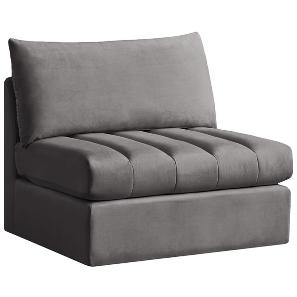 Meridian Jacob Stationary Fabric Chair 649Grey-Armless IMAGE 1