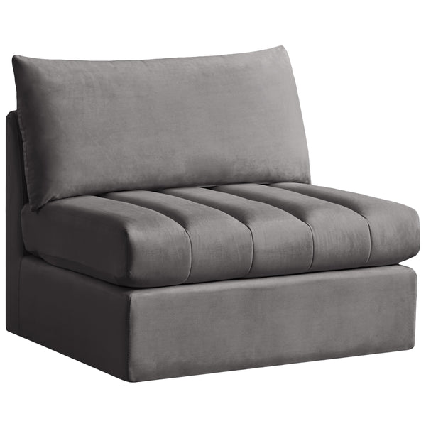 Meridian Jacob Stationary Fabric Chair 649Grey-Armless IMAGE 1