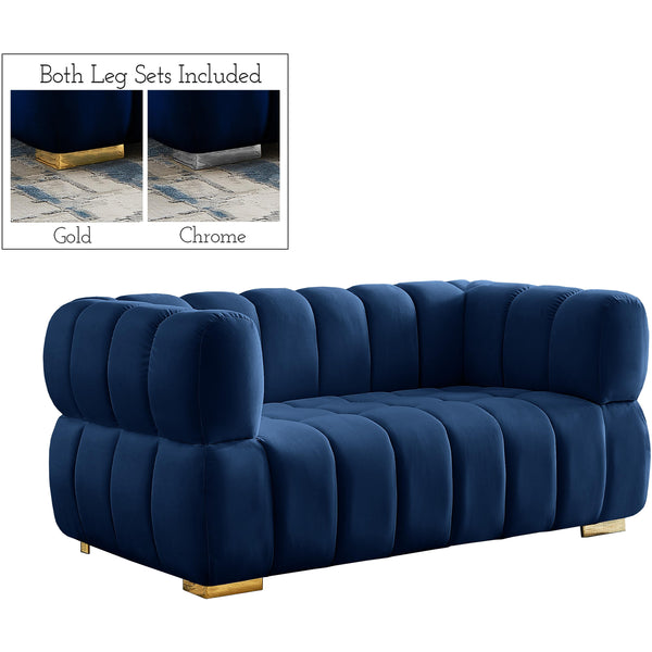 Meridian Gwen Stationary Fabric Loveseat 670Navy-L IMAGE 1