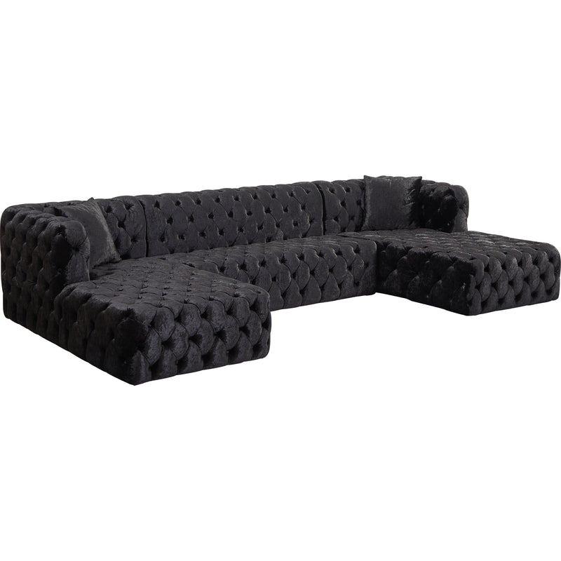 Meridian Coco Fabric 3 pc Sectional 676Black-Sectional IMAGE 1