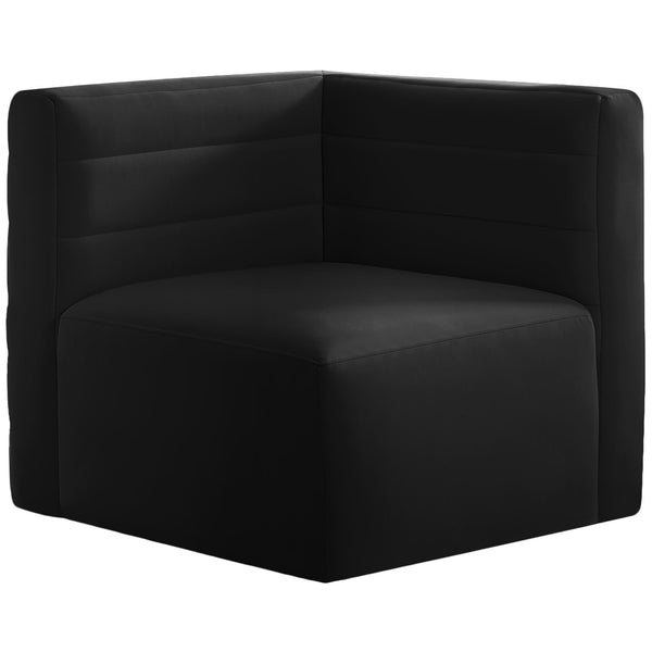 Meridian Quincy Stationary Fabric Chair 677Black-Corner IMAGE 1