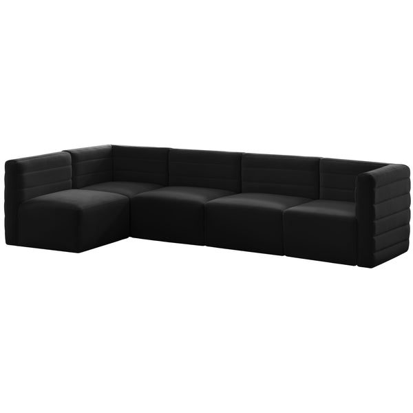 Meridian Quincy Fabric Sectional 677Black-Sec5A IMAGE 1