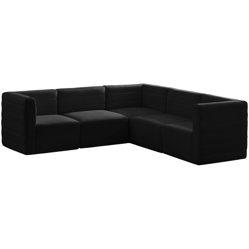 Meridian Quincy Fabric Sectional 677Black-Sec5C IMAGE 1