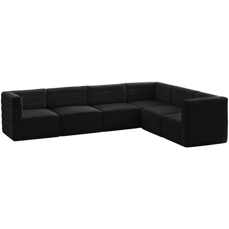 Meridian Quincy Fabric Sectional 677Black-Sec6A IMAGE 1