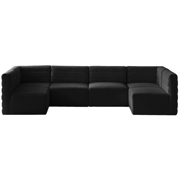 Meridian Quincy Fabric Sectional 677Black-Sec6B IMAGE 1