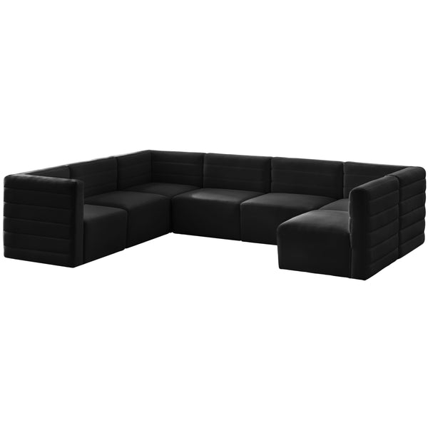 Meridian Quincy Fabric Sectional 677Black-Sec7A IMAGE 1