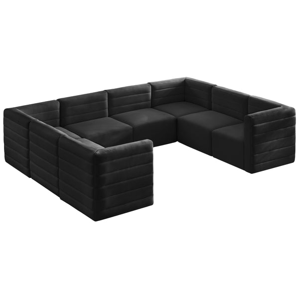 Meridian Quincy Fabric Sectional 677Black-Sec8A IMAGE 1
