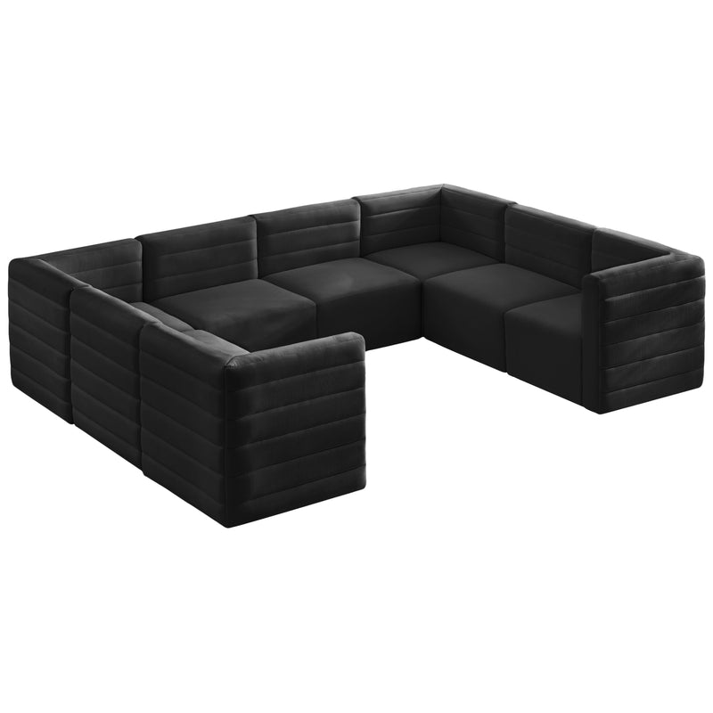 Meridian Quincy Fabric Sectional 677Black-Sec8A IMAGE 1